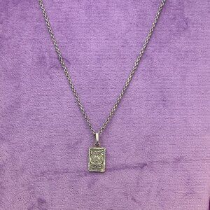 Vintage Sterling Silver Aztec Calendar Pendant Necklace unisex